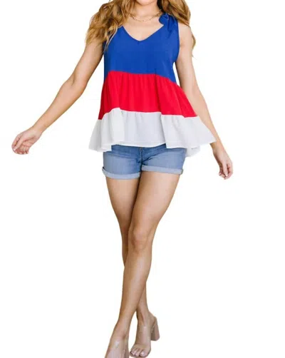 Haptics Just You Wait Color Block Tank In Multi In Blue