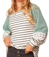 Haptics Lace Long Sleeve Top In Seafoam In Green