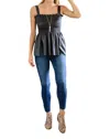 Haptics Leather Tank In Metallic Black In Black