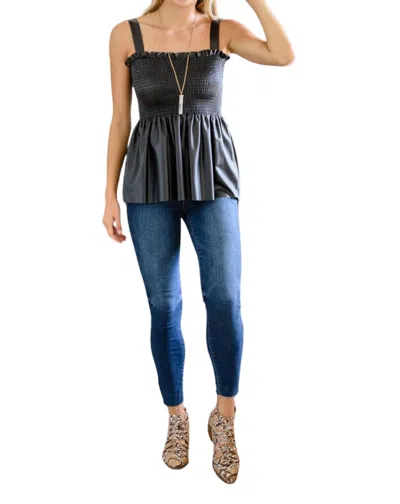 Haptics Leather Tank In Metallic Black