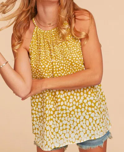 Haptics Leopard Halter Woven Top In Yellow
