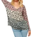 Haptics Leopard Long Sleeve Top In Multi In Multi