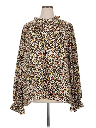 Pre-owned Haptics Long Sleeve Blouse In Brown