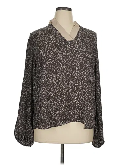 Pre-owned Haptics Long Sleeve Blouse In Gray