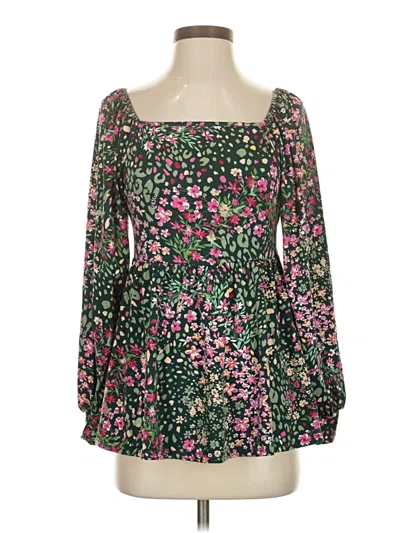 Pre-owned Haptics Long Sleeve Blouse In Green