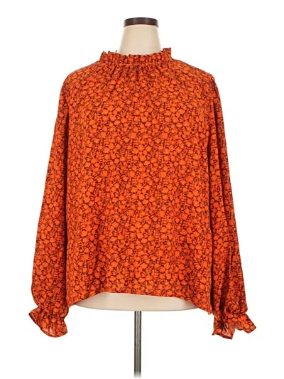 Pre-owned Haptics Long Sleeve Blouse In Orange
