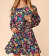 Haptics Long Sleeve Floral Woven Romper In Navy In Black