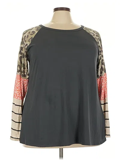 Pre-owned Haptics Long Sleeve Top Gray Crew Neck Tops