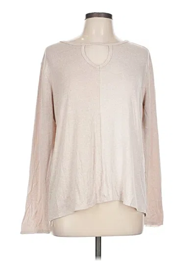 Pre-owned Haptics Long Sleeve Top Tan Keyhole Neckline Tops