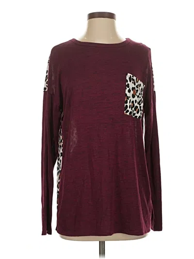 Pre-owned Haptics Long Sleeve T-shirt In Burgundy
