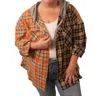 Haptics Marnie Plaid Oversized Hoodie In Rust/black In Multi