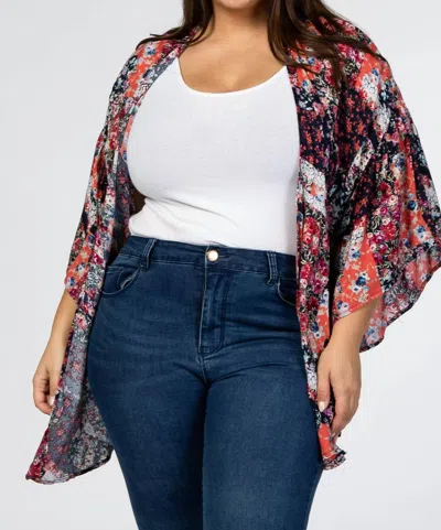 Haptics Orchard Kimono In Navy Floral In White
