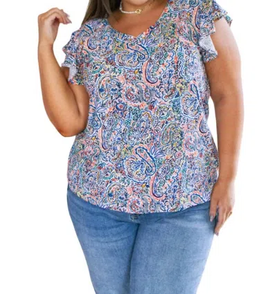 Haptics Patient In Paisley Flutter Sleeve Top In Paisley Print In Multi