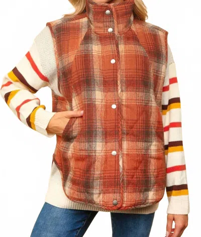 Haptics Perfect Puffer Vest In Plaid In Multi