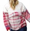 Haptics Plaid Half Zip Puffer Hoodie In Garnet/oatmeal In Multi