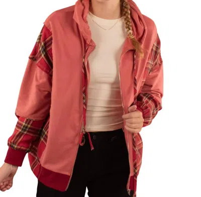 Haptics Plaid Zip-up Hoodie Sweatshirt In Sienna In Gold