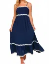 Haptics Ric Rac Square Neck Fit And Flare Maxi Dress In Navy