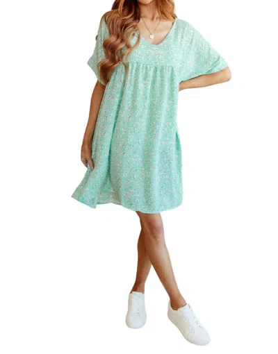 Haptics Rodeo Lights Dolman Sleeve Dress In Mint Floral In Green