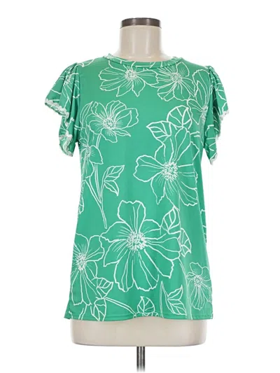 Pre-owned Haptics Short Sleeve Blouse In Green