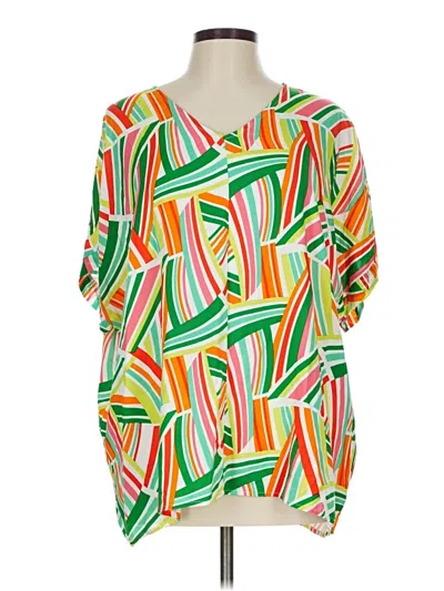 Pre-owned Haptics Short Sleeve Blouse In Green