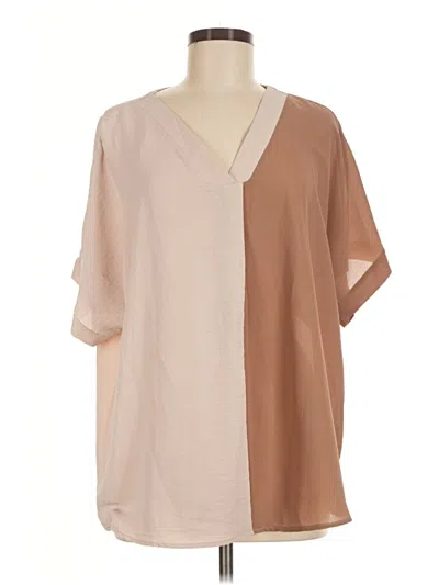 Pre-owned Haptics Short Sleeve Blouse In Tan