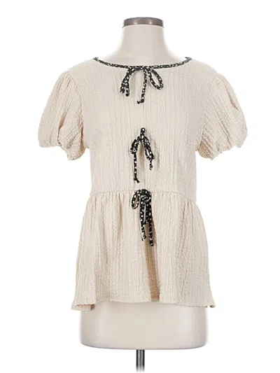 Pre-owned Haptics Short Sleeve Blouse In White