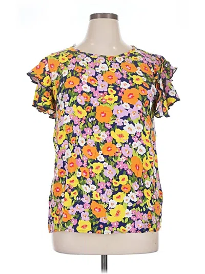 Pre-owned Haptics Short Sleeve Blouse In Yellow