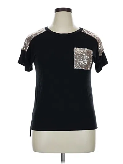 Pre-owned Haptics Short Sleeve Top Black Crew Neck Tops