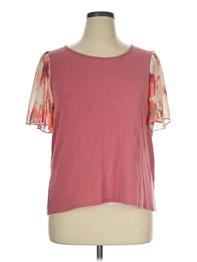 Pre-owned Haptics Short Sleeve Top Pink Cold Shoulder Neckline Tops