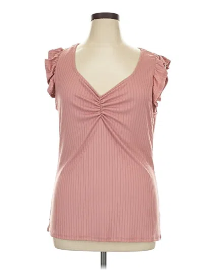 Pre-owned Haptics Short Sleeve Top Pink Sweetheart Neckline Tops