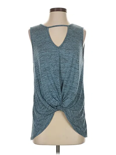 Pre-owned Haptics Sleeveless Top Teal Keyhole Neckline Tops