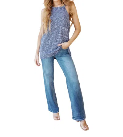 Haptics Small Talk Ribbed Halter Top In Blue