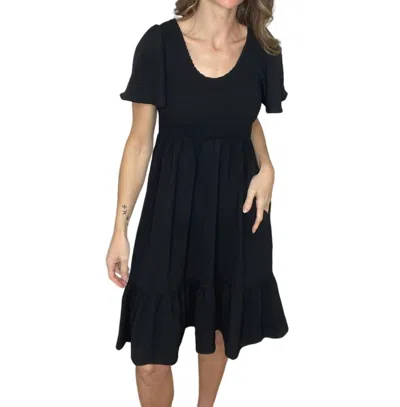Haptics Smocked Top Dress With Side Pockets In Black