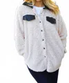 Haptics Stay Cozy Sherpa Jacket In Ivory In Blue