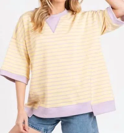 Haptics Terry Oversized Top In Yellow/lilac In Multi