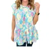 Haptics Understanding The Assignment Top In Teal Floral In Blue