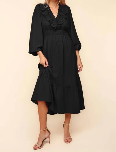 Haptics V-neck Ruffle Woven Dress In Black