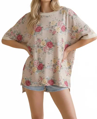 Haptics Vintage Floral Oversized Loose Fit Top In Oatmeal In Multi