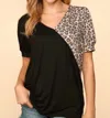 Haptics Wild Surprise V-neck Top In Black In Black