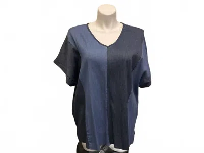 Haptics Women's Short Sleeve Shirt In Light Blue/ Grey Two Toned