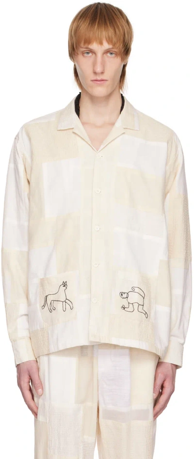 Harago Beige Embroidered Jacket In Off White