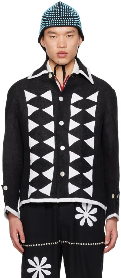 Harago Black & White Appliqué Jacket