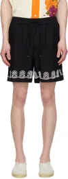 Harago Black Beadwork Embroidered Shorts In Black