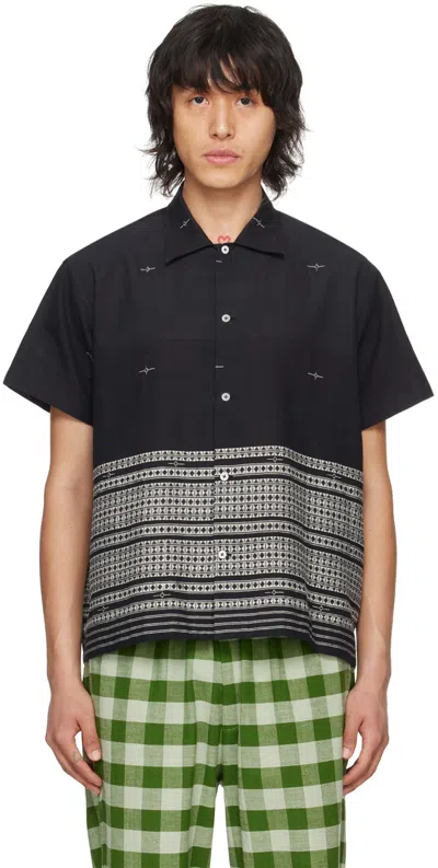 Harago Black Embroidered Shirt