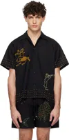 Harago Black Sailor Boy Short Sleeve Shirt In Black