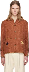 Harago Brown Kantha Applique Jacket In Brown