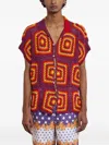 Harago Crochet-knit Patchwork Shirt In Multi