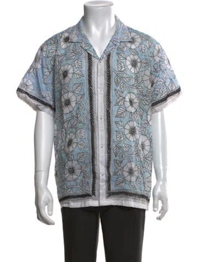 Pre-owned Harago Floral Print Short Sleeve Shirt In Multicolor