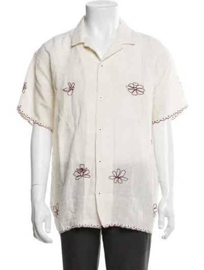 Pre-owned Harago Floral Print Short Sleeve Shirt In Neutrals