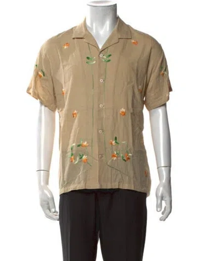 Pre-owned Harago Floral Print Short Sleeve Shirt In Neutrals